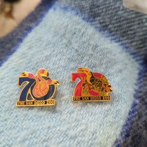 Lot Of 2 Vintage San Diego Zoo 70th Anniversary Pins